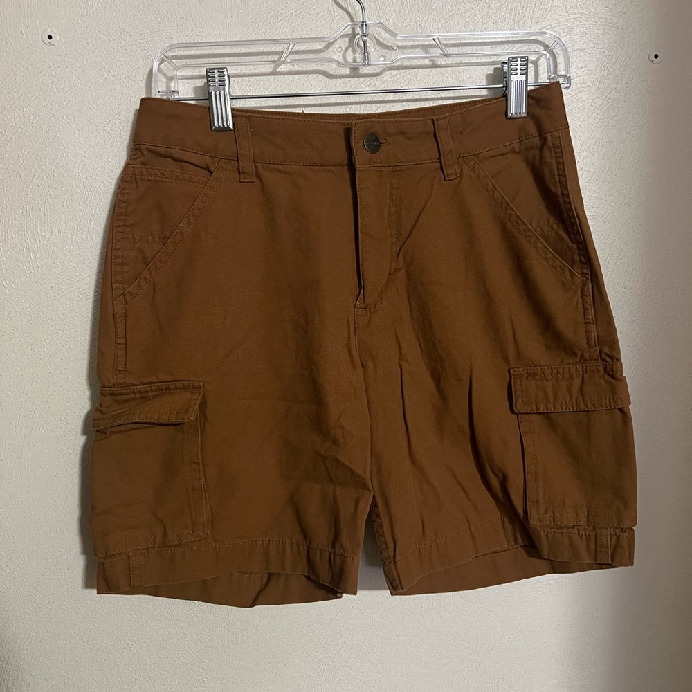 CARHARTT‎ Classic Canvas Duck Cargo Shorts with Logo Patch Tan Boy's Size 14 GUC